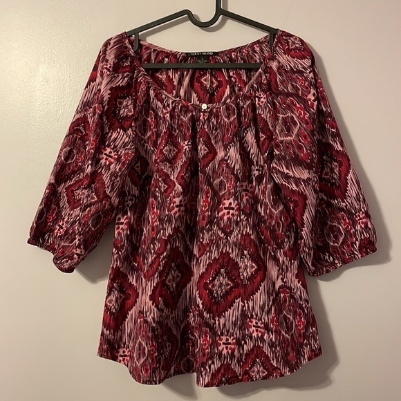 Lucky Brand Cotton Boho Puff Sleeve Peasant Top Blouse size S - Picture 1 of 15
